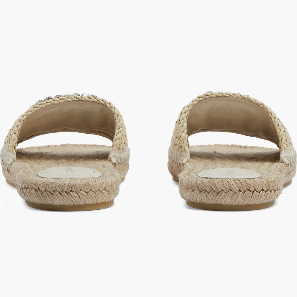 Authentic Gucci Cora Crystal GG Logo Espadrille Slide Sandal Raffia New 10 - Picture 4 of 11